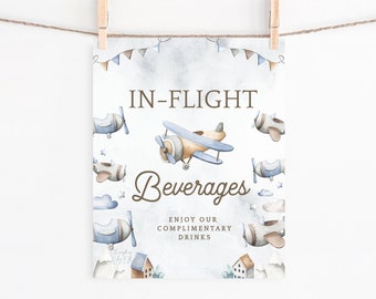 Instant Download Airplane Baby Shower Editable Sign Plane Table Signs Birthday Decoration