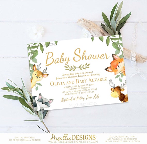 boho woodland baby shower invitations