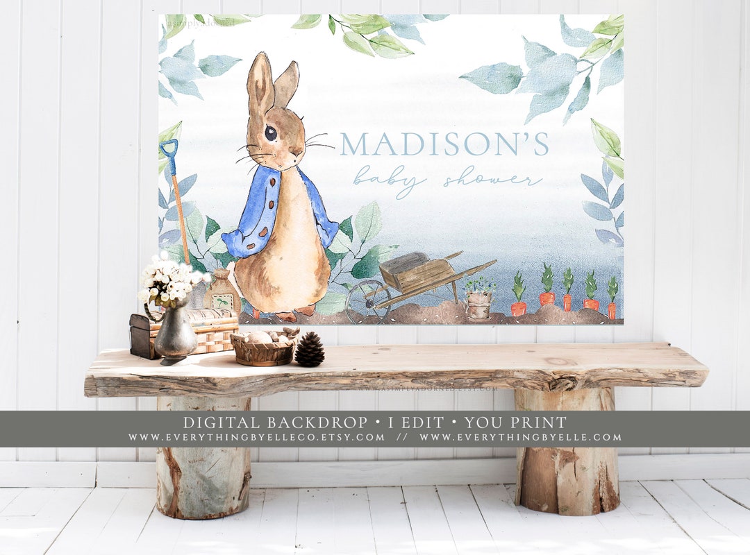 Peter Rabbit Printable Banner Backdrop 60x40, Peter Rabbit Birthday Baby Shower Printable Banner ...