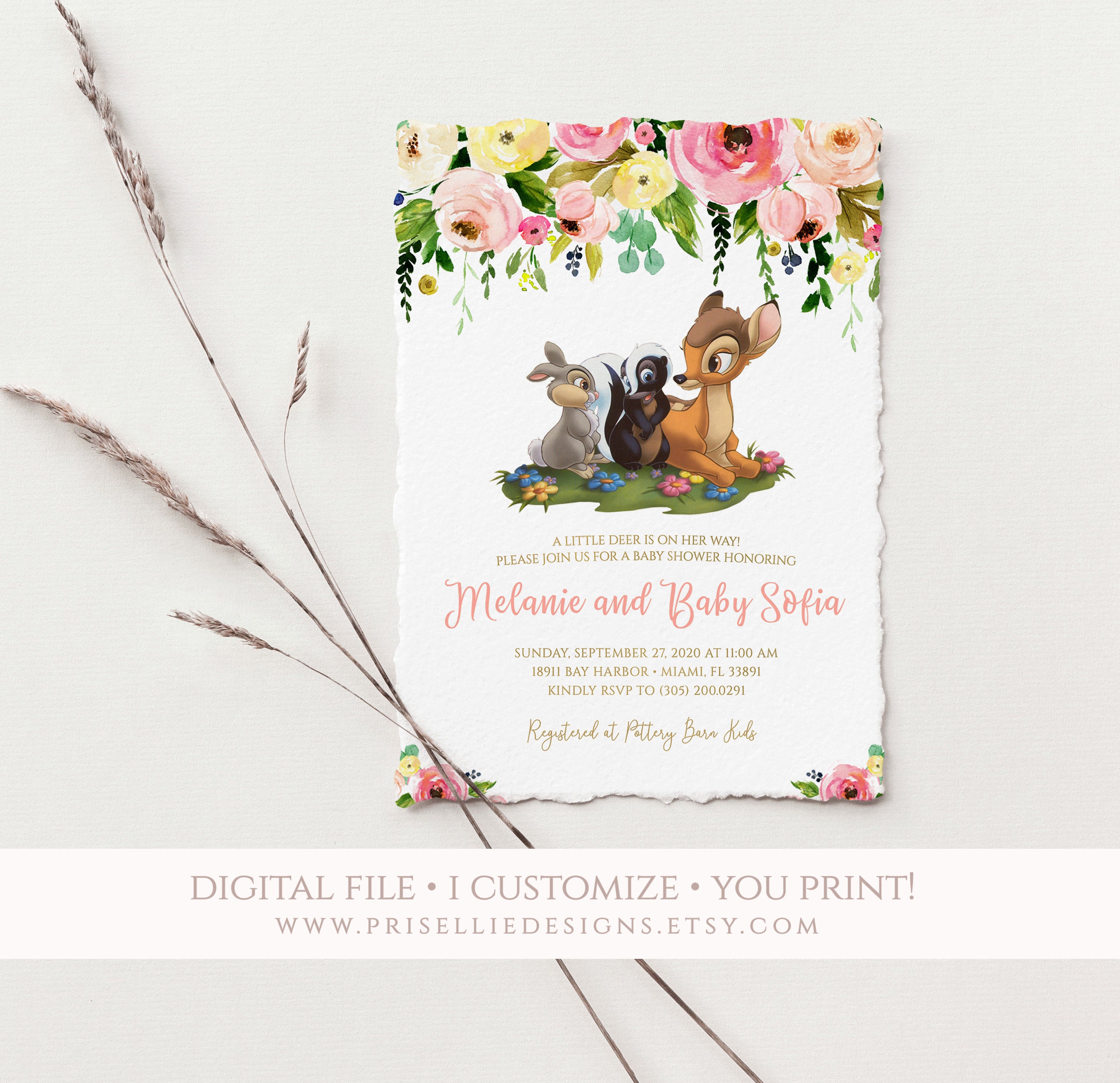 Bambi Baby Shower Invitation Bambi Baby Shower Invitation Girl