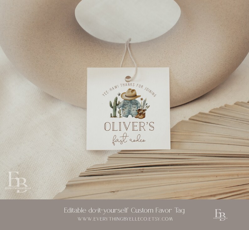 Cowboy 1st Birthday Water Bottle Label Editable First Rodeo - Etsy