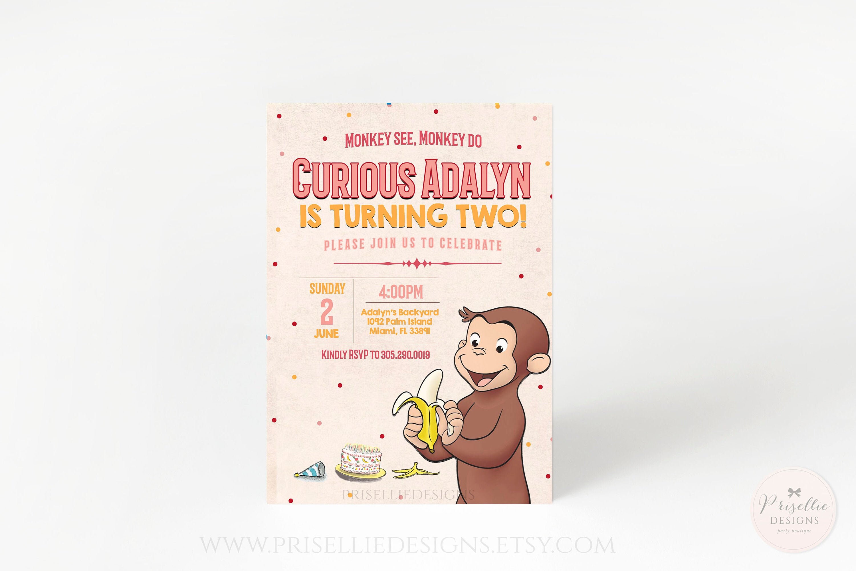 Curious Birthday Invitation Girl Pink Curious Etsy