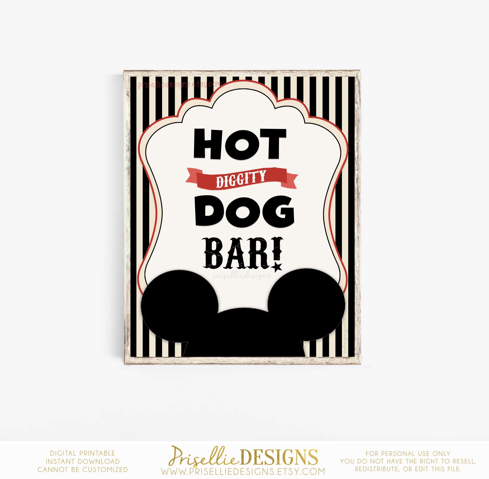 Mickey Mouse Printable Sign Instant Download Hot Diggity Dog Etsy