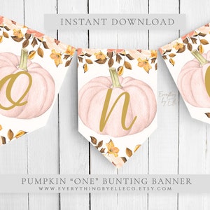 Pumpkin Birthday Banner ONE Pumpkin Bunting Banner Instant - Etsy