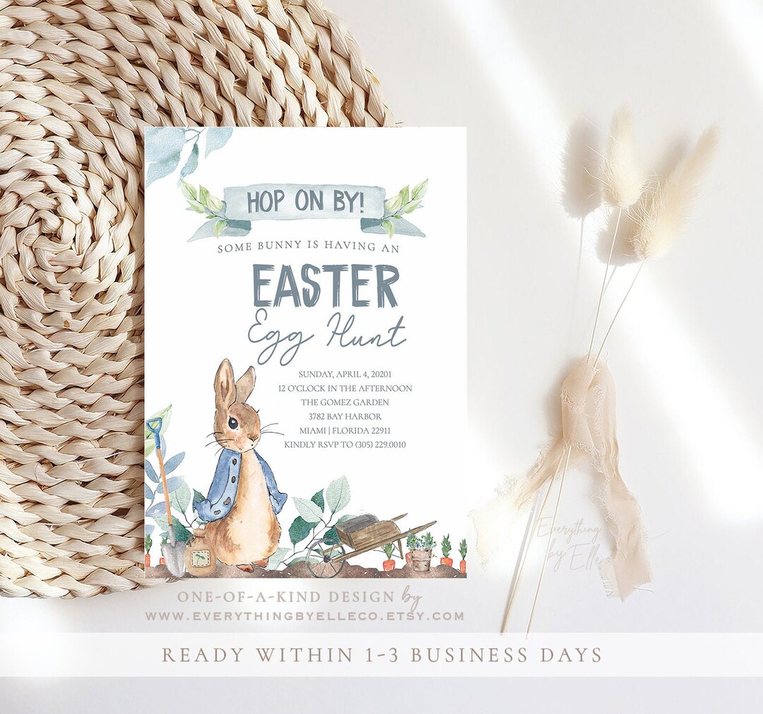 Easter Egg Hunt Invitation Peter Rabbit Easter Invitation - Etsy