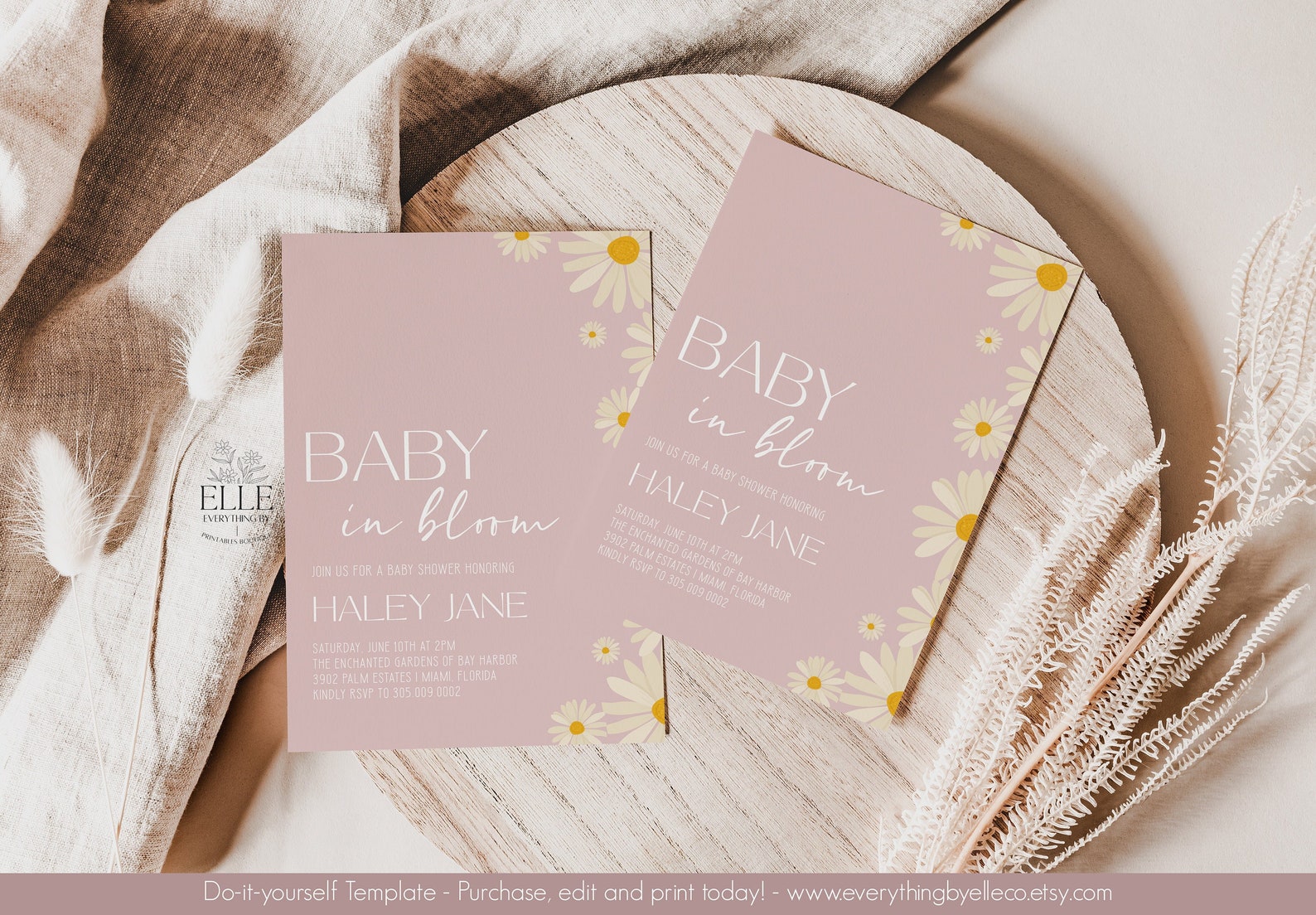 Baby in Bloom Invitation Modern Daisy Baby Shower Invitation Etsy