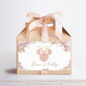 Boho Minnie Mouse 3rd Birthday Invitation Editable, Bohemian Minnie Birthday, Floral Minnie Blush Pink Gold Invitation Instant Download BM image 6