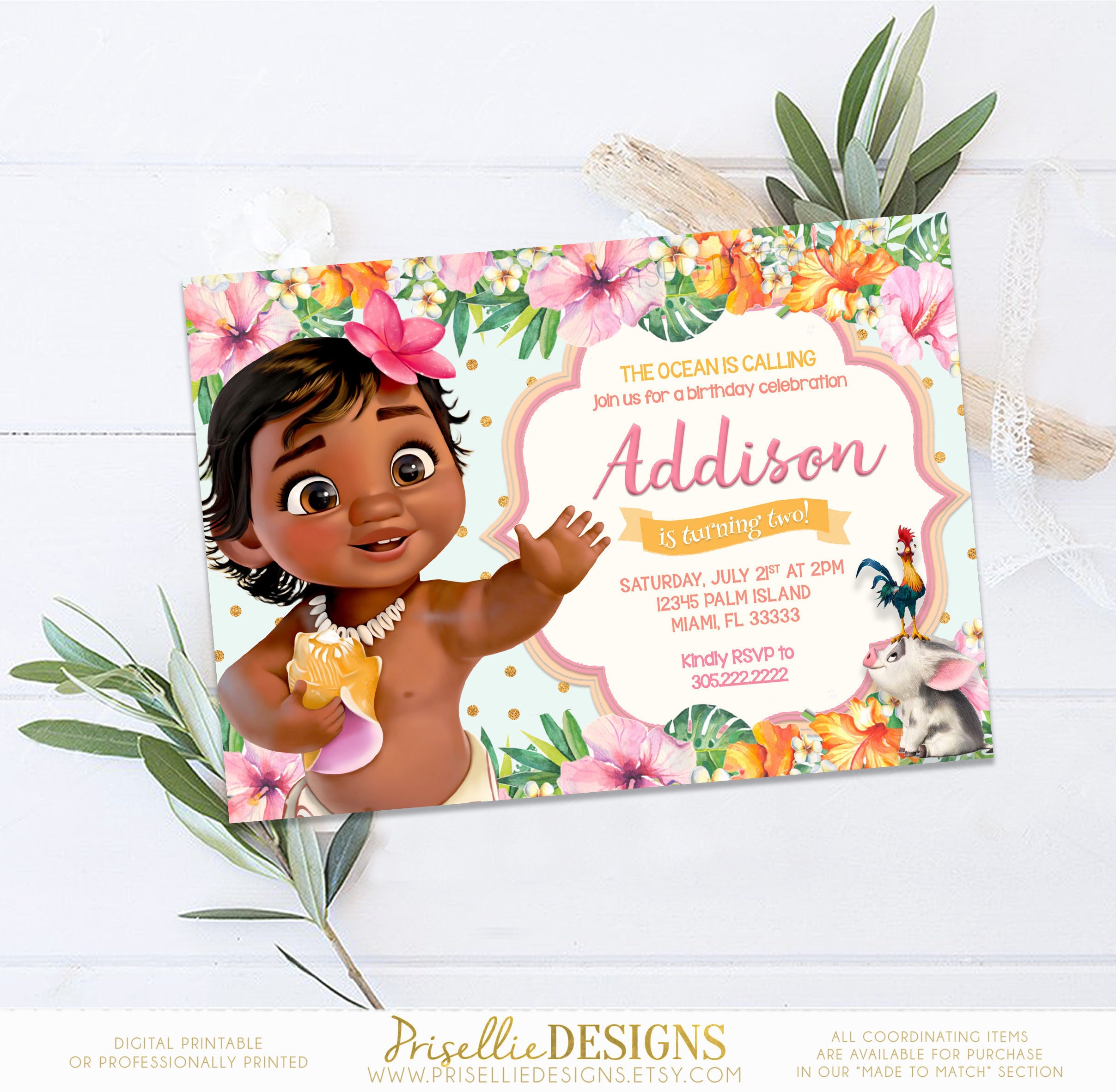 Baby Moana Birthday Invitation Baby Moana Invitation Moana Etsy Ireland