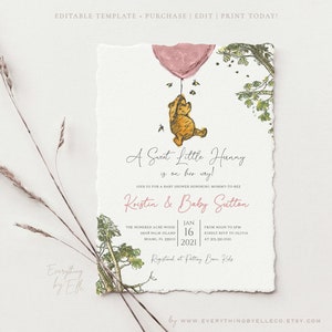 Winnie The Pooh Baby Shower Invites - D290 - Baby Printables