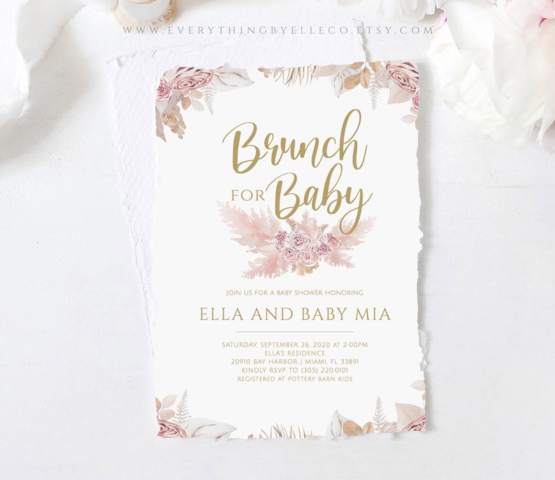 Brunch Baby Shower Invitation Girl Instant Download Editable Etsy