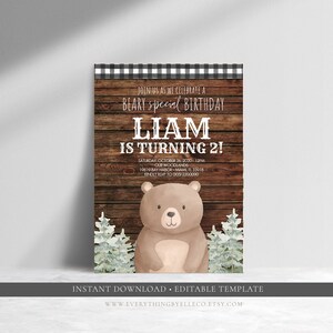 Bear Birthday Invitation, Printable Bear Birthday Birthday Invitation ...