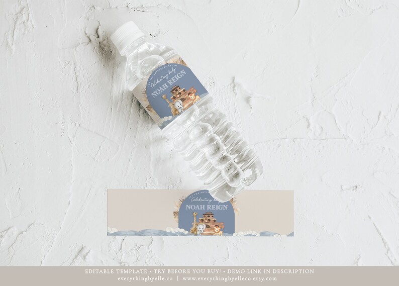 Noah's Ark Baby Shower Favor Tag Editable Safari Animals - Etsy