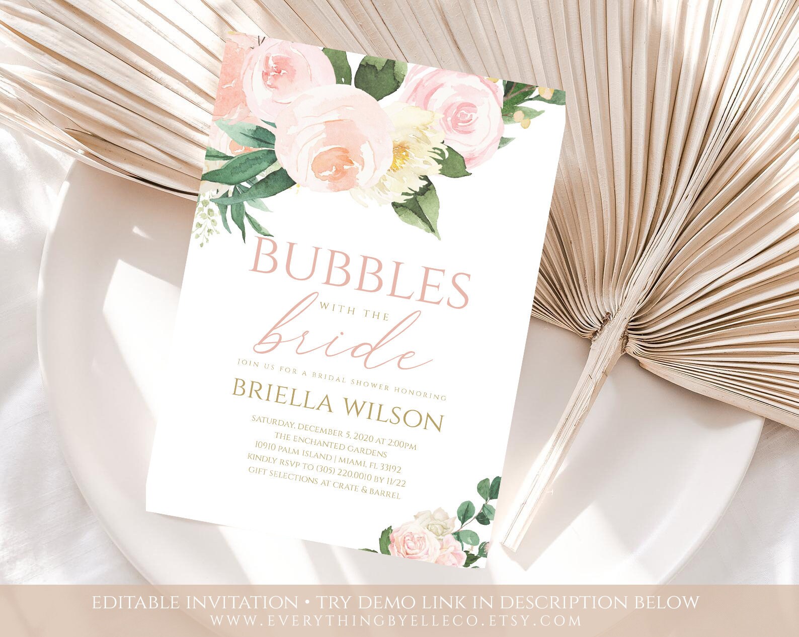 Bubbles With Bride Invitation Printable Bridal Shower Etsy