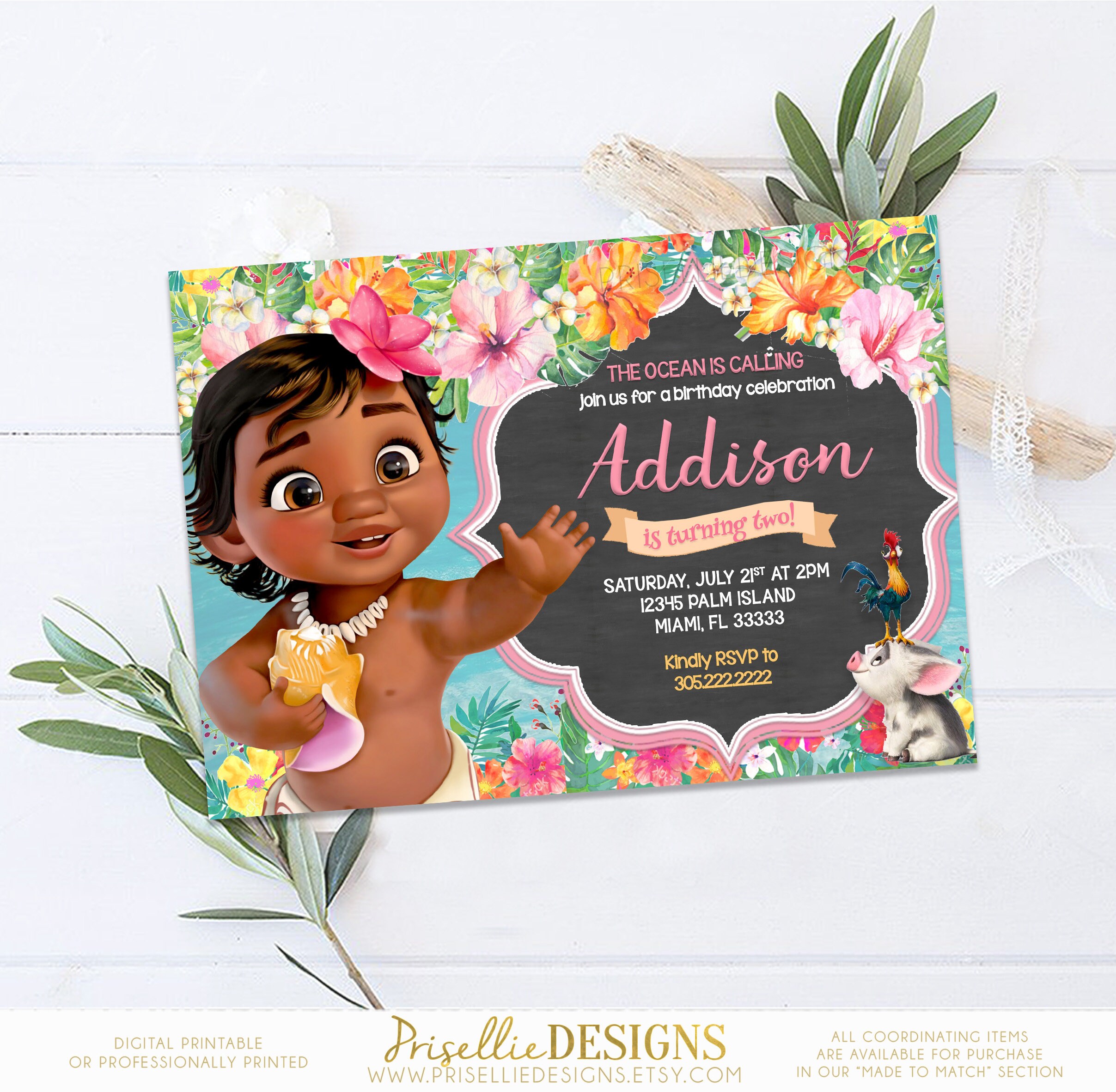 Baby Moana Birthday Invitation Baby Moana Invitation Moana - Etsy