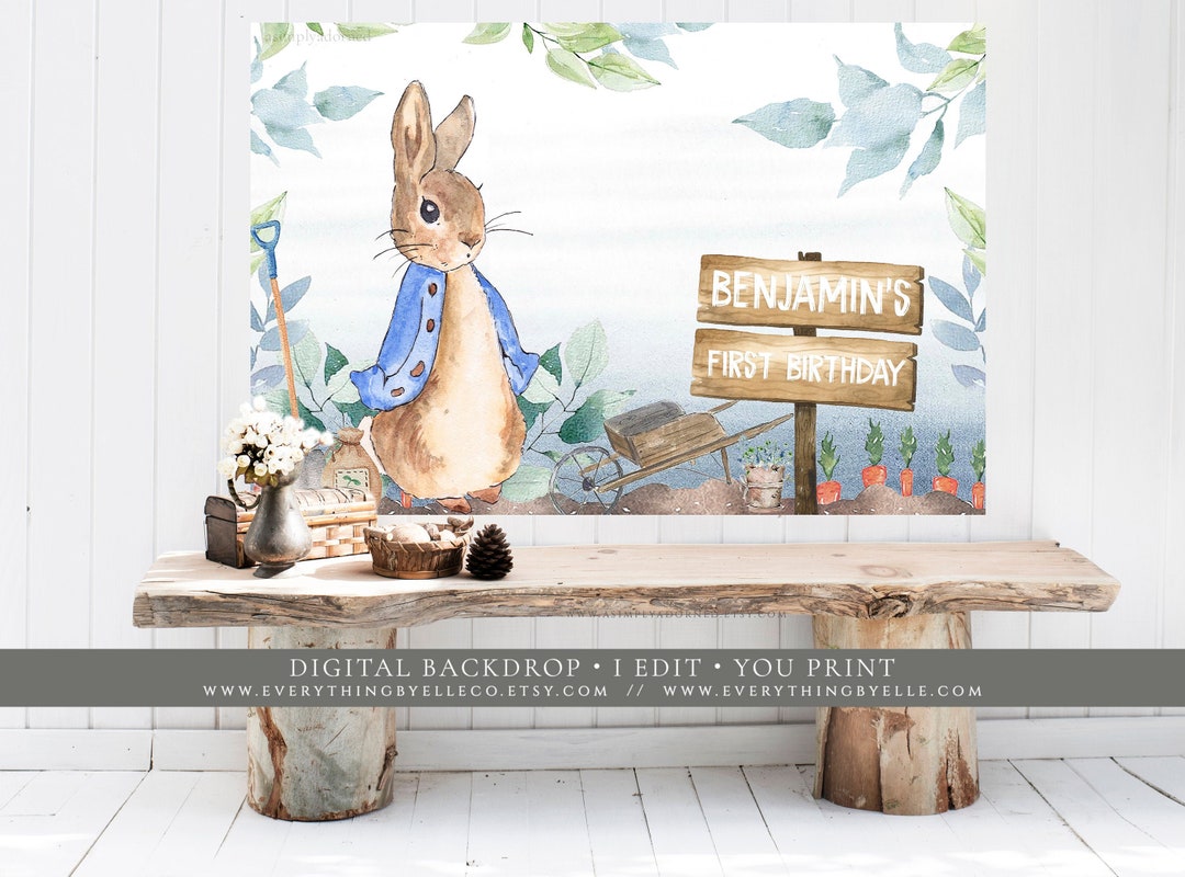 Peter Rabbit Printable Banner Backdrop 60x40, Peter Rabbit Personalized Birthday Baby Shower ...