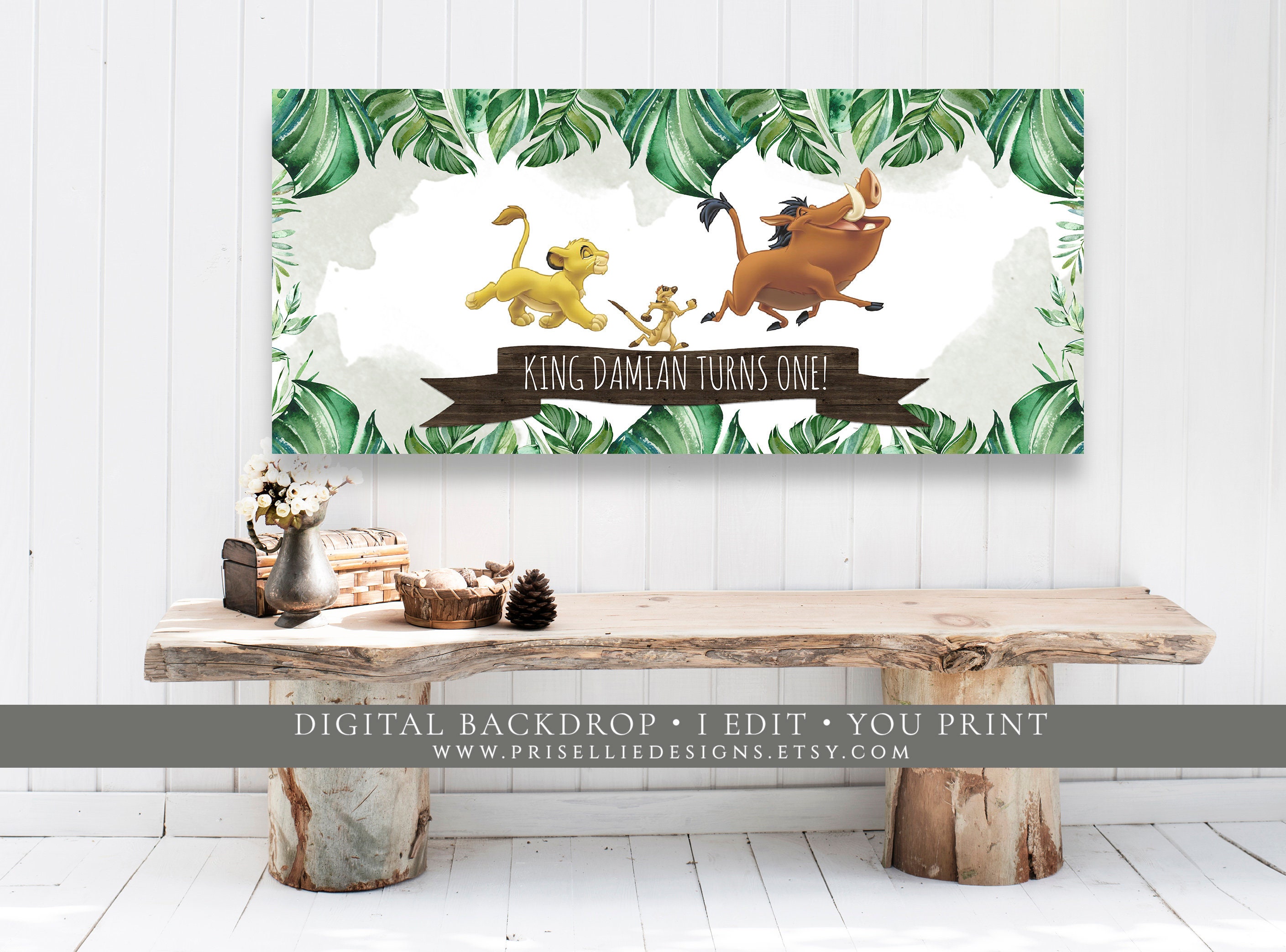 Simba Lion King Printable Banner Backdrop 60x27 - Etsy