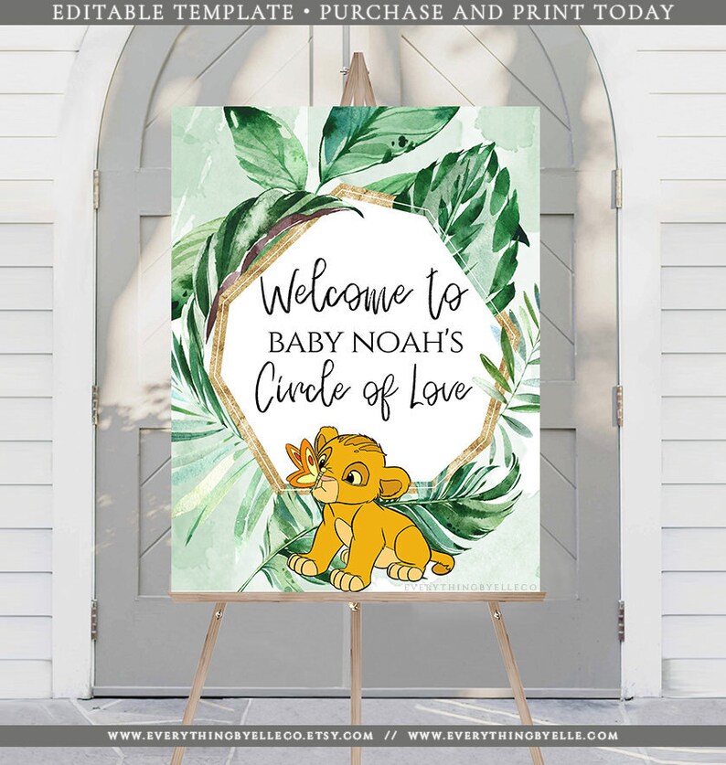 Simba Baby Shower Printable Sign 18x24 Lion King Sign Etsy