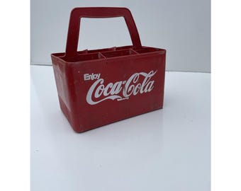 Vintage Coca-Cola Red Plastic 6 Pack Bottle Carrier Caddy Enjoy Coca-Cola Logo