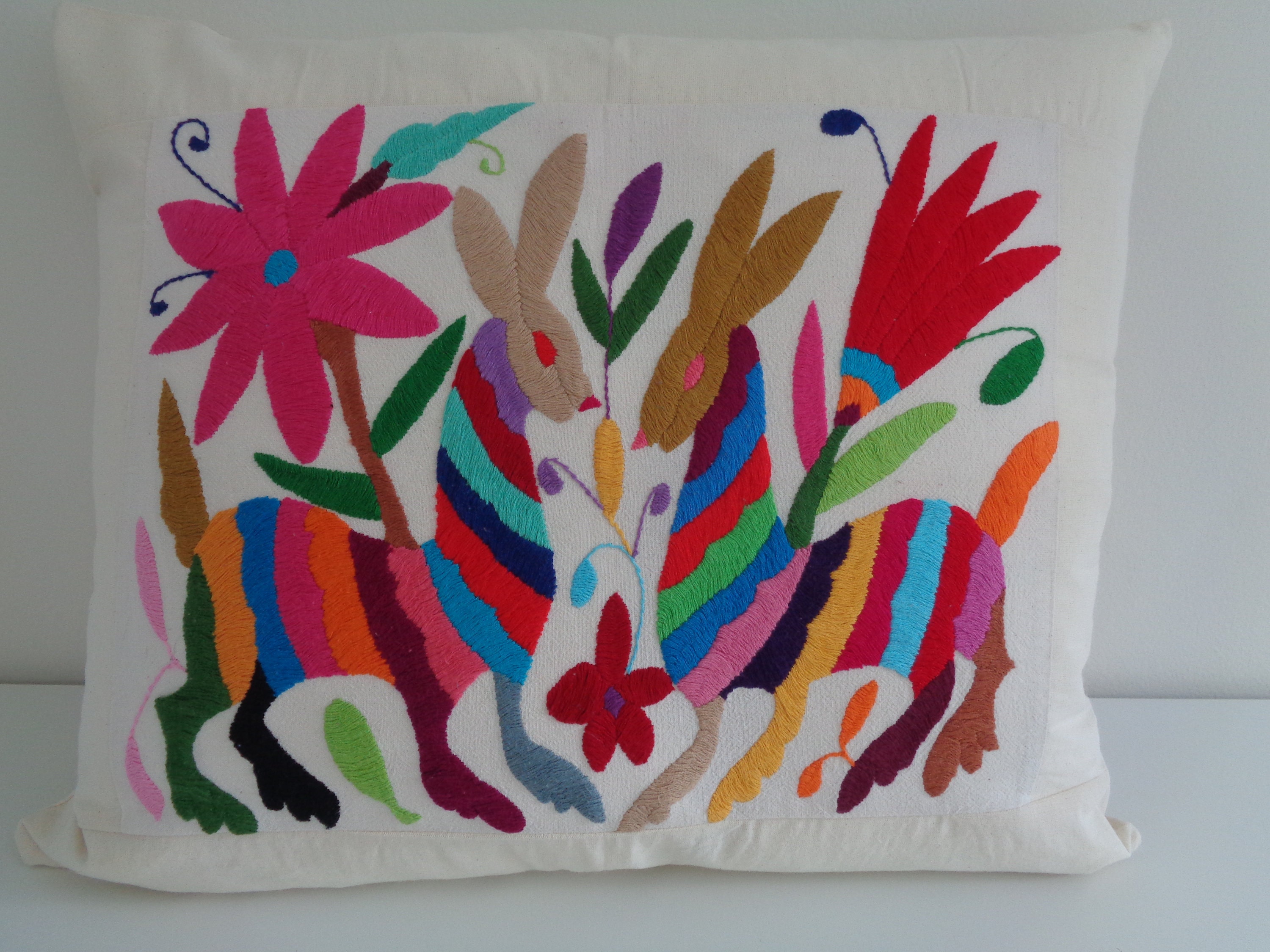 Otomi Embroidery Pillow Cover Handmade Pillow Cover Artisanal Pillow
