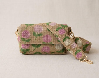 Pink or Blue Hydrangea Needlepoint Bag