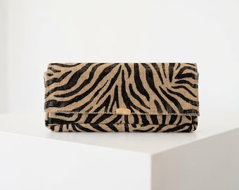 Tiger Printed Clutch Needlepoint Bag