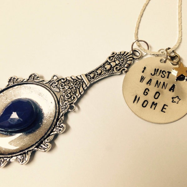 SALE Steven Universe Lapis Lazuli Piece with Mirror Bezel w/ hand stamped charm
