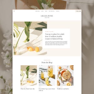 Tema de WordPress para blogueros de recetas / Tema hijo de Kadence / Diseño de blogs de comida / Lillia / Salud y bienestar