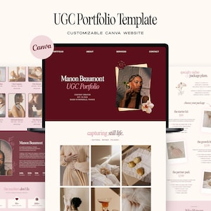 Burgundy UGC Portfolio Canva Website Template | Content Creator Portfolio | 1-Page Media Kit for Influencers