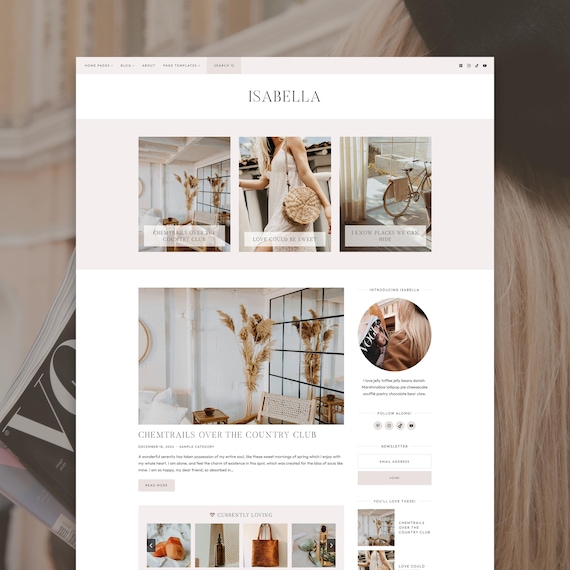 Neutral WordPress Blog Theme | Isabella | Feminine WordPress Template | Kadence Child Theme