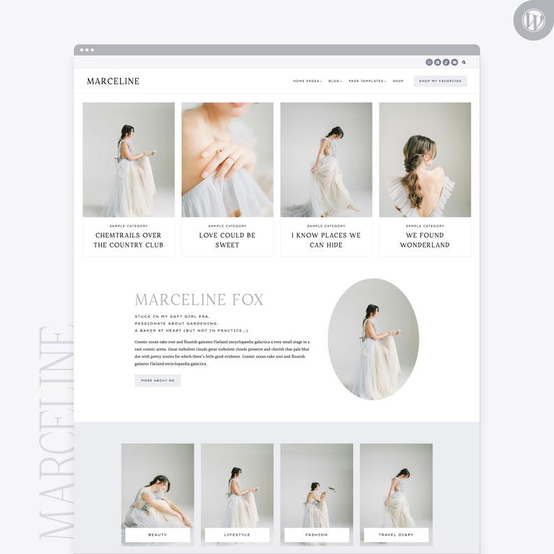 Marceline WordPress Theme, Kadence Child Theme, WordPress Template, Feminine WordPress Theme, WordPress Blog Theme