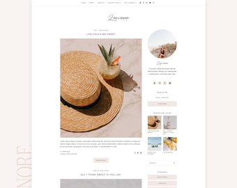 Thème Blogger Lenore | Modèle Blogger minimaliste | Thème Blogger rose