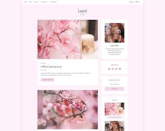 NOUVEAU ! Thème Laurel Blogger | Modèle Blogger rose minimaliste
