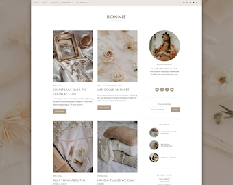Bonnie Blogger Theme | Neutral Minimalist Blogspot Template