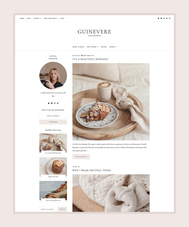 Guinevere WordPress Theme Fully Responsive Minimal & Feminine image 2