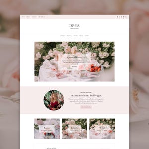 Drea Blogger Theme | Pink Feminine Blogger Template