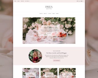 Drea Blogger Theme | Pink Feminine Blogger Template