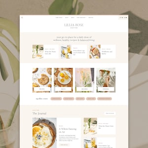 WordPress Theme for Recipe and Wellness Bloggers | Lillia Website Template | Kadence Child Theme
