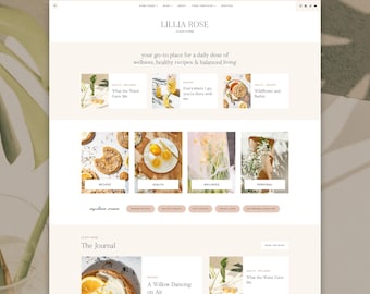 WordPress Theme for Recipe and Wellness Bloggers | Lillia Website Template | Kadence Child Theme