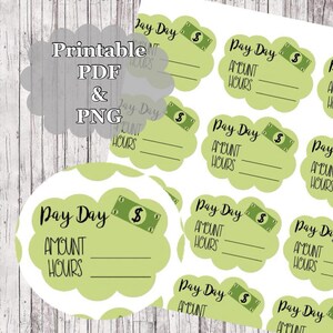 PRINTABLE Pay Day Planner Stickers Download // Happy Planner Pay Day Tracker Stickers