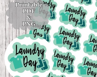 PRINTABLE Laundry Planner Stickers Download  // Laundry Day // Chore Stickers // Planner Stickers // Happy Planner Stickers