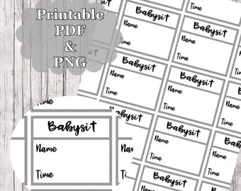 PRINTABLE Babysit Planner Stickers Télécharger // Babysit Stickers // Happy Planner Stickers