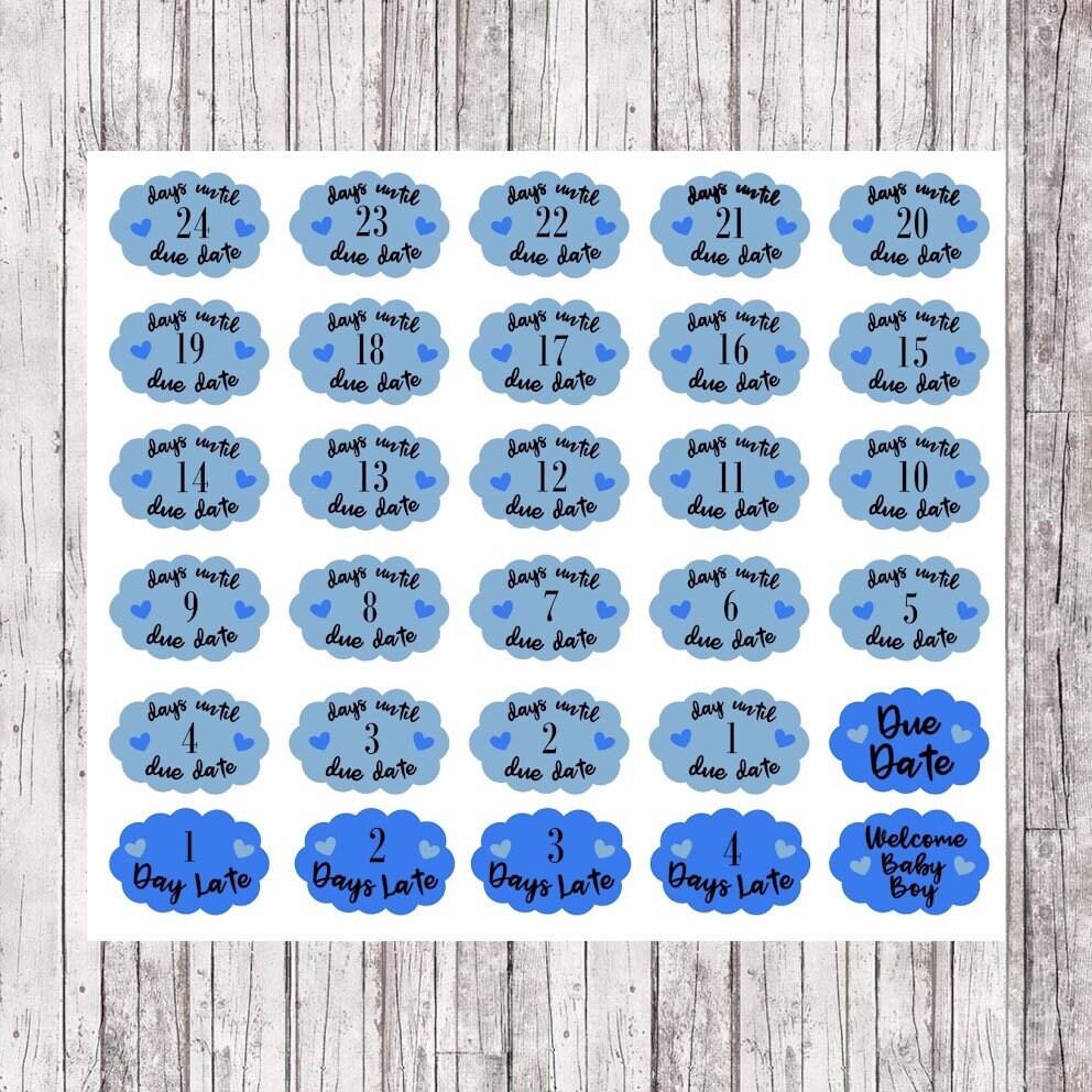 PRINTABLE Baby Boy Due Date Count Down Planner Stickers Etsy