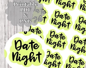 PRINTABLE Date Night Stickers Download // Date Night Planner Stickers // Happy Planner Stickers