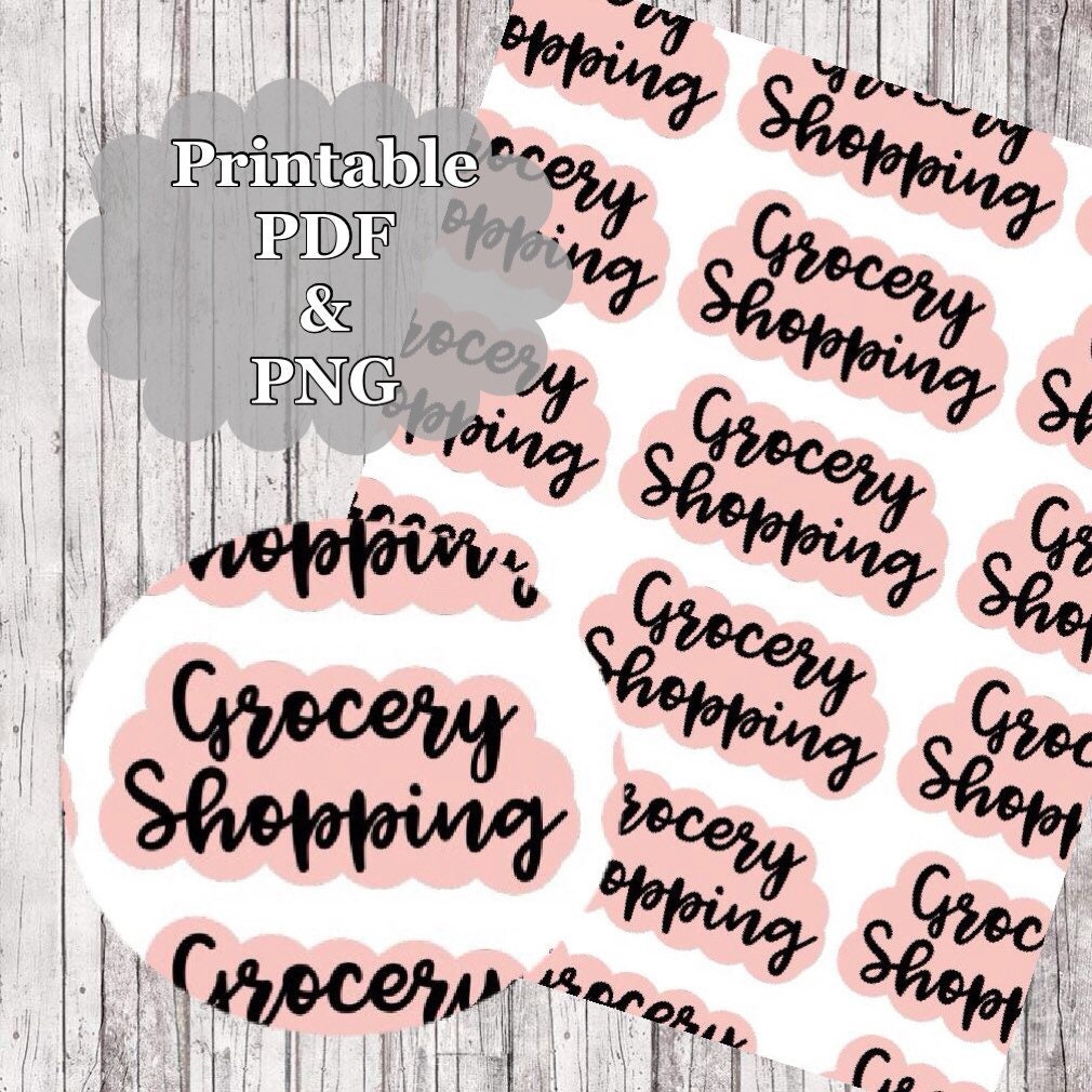 PRINTABLE Grocery Shopping Planner Stickers Download // Happy Planner ...