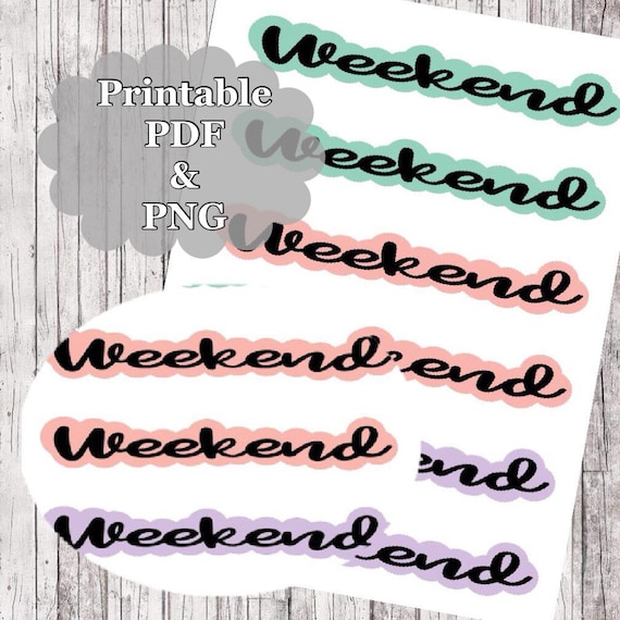 PRINTABLE Weekend Banner Planner Stickers Download // Colorful | Etsy