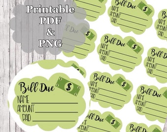 PRINTABLE Bill Due Planner Stickers Download // Planner Stickers // Pay Bill Planner Stickers // Happy Planner Stickers