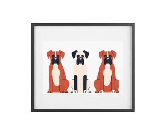 Lámina enmarcada de perro bóxer, decoración del hogar, arte mural de perros, regalo para mamá de bóxer, lámina para amantes de los perros, regalo de cumpleaños, bóxers