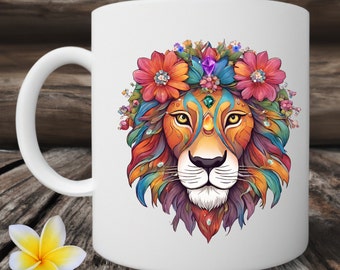 LEO CRYSTAL LION coffee mug, Lion lover mug, Cuppa lover gift, Coffee Tea cup, Mum cup, Mom gift, Best seller mug, Mothers gift, Crystal mug