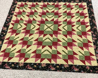 Falling Leaves, Throw quilt, fall quilt, Leaves, green and red quilt, Autumn throw, Fall throw, Autumn quilt, flowers, Flower quilt