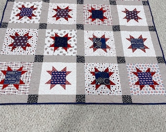 Thank you Stars, patriotic quilt, veterans quilt, red, white, and blue, stars and stripes, Independence Day, quilt, Fourth of July quilt